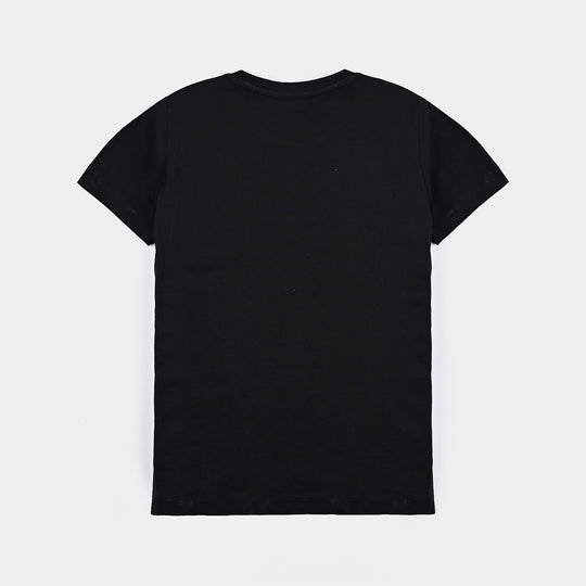 Girls Cotton jersey T-Shirt H/S-BLACK