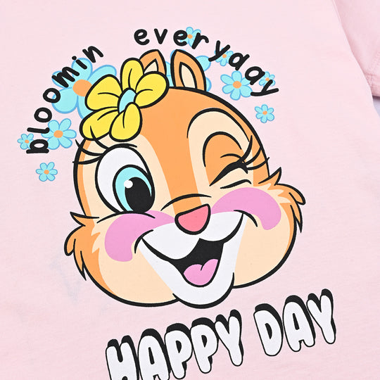 Girls Cotton jersey T-Shirt H/S Happy Day-B.Pink