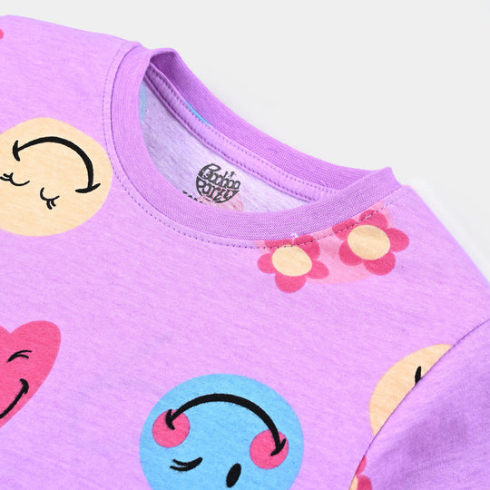 Girls Cotton Jersey T-Shirt H/S Smiley Hearts