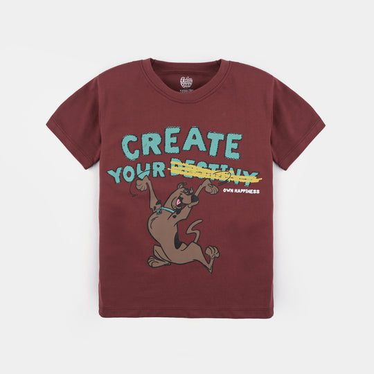 Boys Cotton Jersey T-Shirt H/S Create Your Destiny-Brown