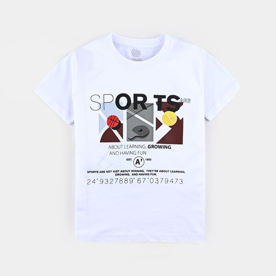 Boys Cotton Jersey T-Shirt H/S Sports-White