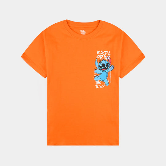 Boys Cotton Jersey T-Shirt H/S Octopus-ORANGE