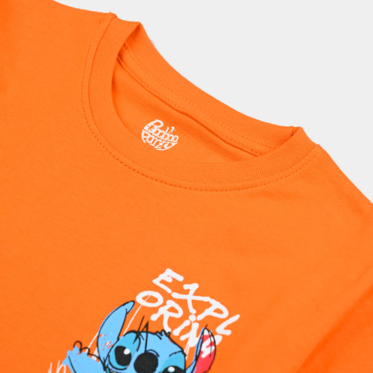 Boys Cotton Jersey T-Shirt H/S Octopus-ORANGE