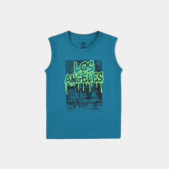 Boys Cotton Jersey Sando-Blue