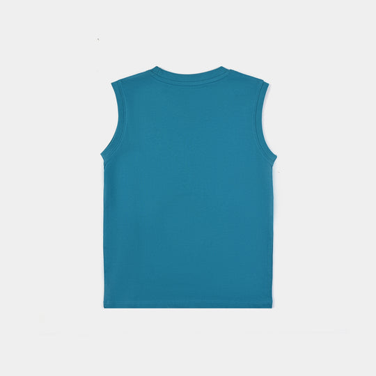 Boys Cotton Jersey Sando-Blue