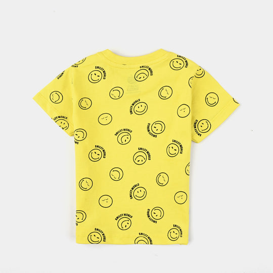 Infant Boys Cotton Jersey T-Shirt Smiley World-B.Yellow