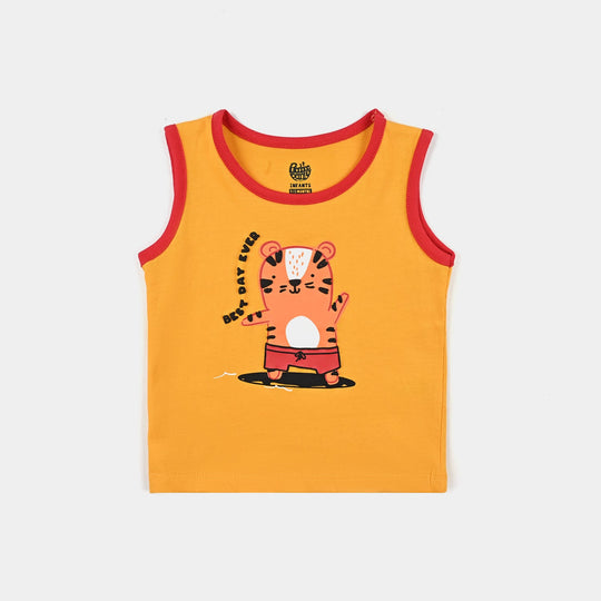 Infant Boys Cotton Jersey Sando Best Day Ever-Citrus