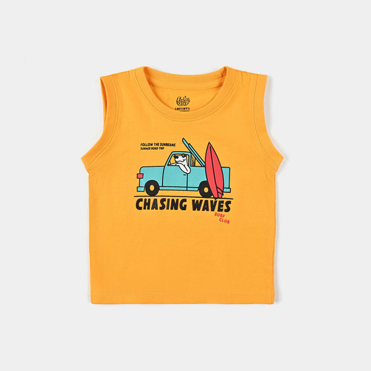 Infant Boys Cotton Jersey Sando Chasing Waves-Citrus