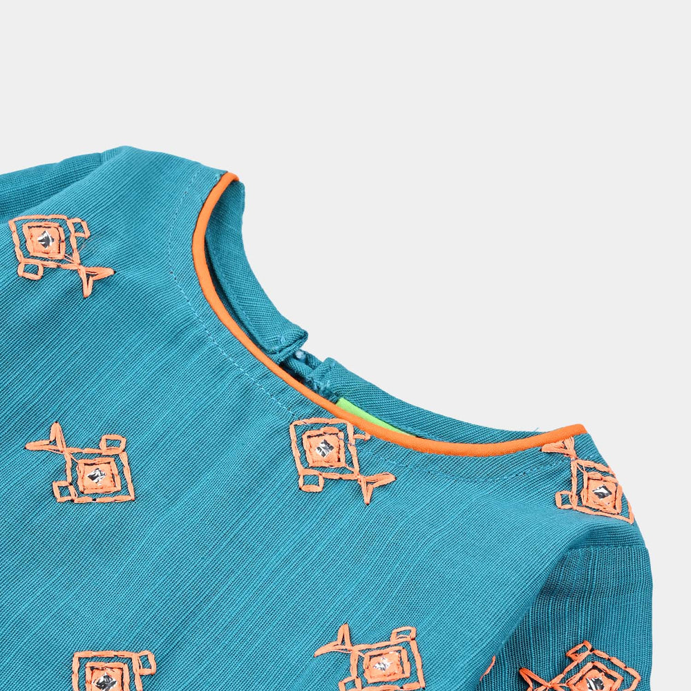 Infant Girls Cotton Slub EMB Kurti Little Fishes