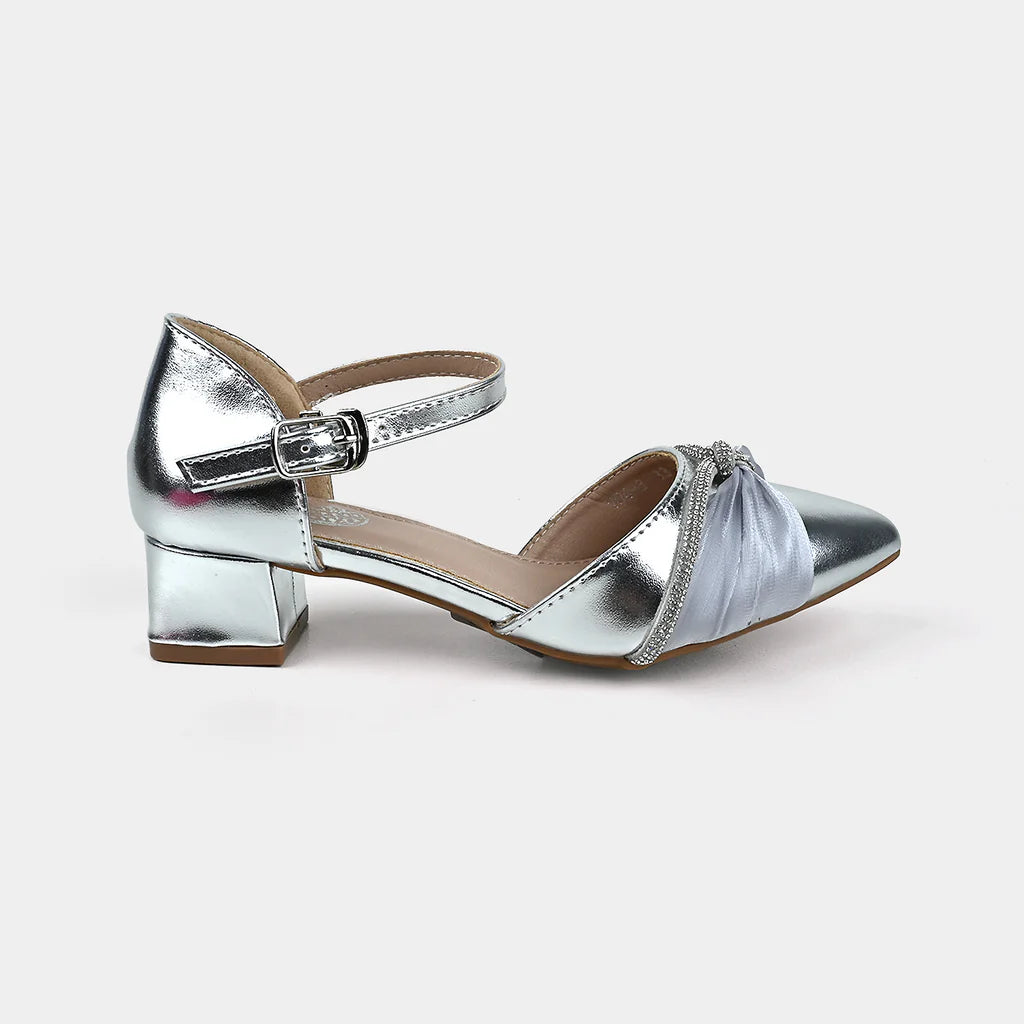 Girls Pumps Heels 104-8-SILVER