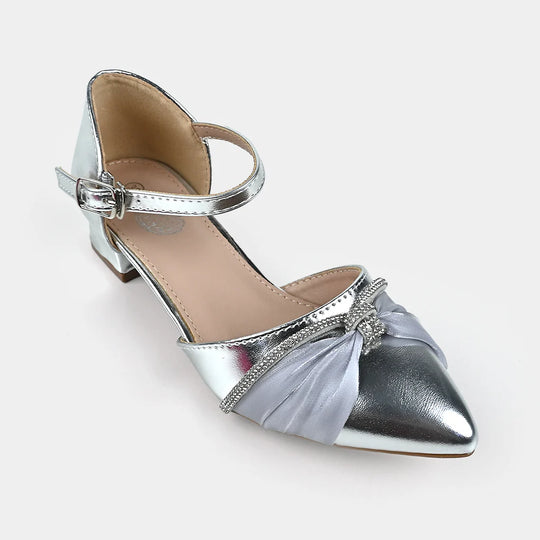 Girls Pumps Heels 104-8-SILVER