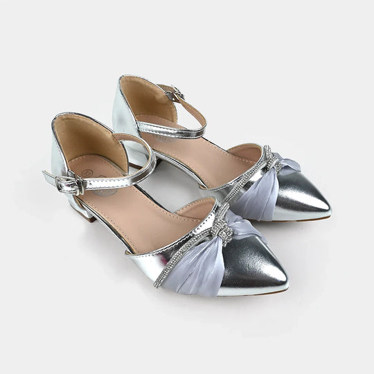 Girls Pumps Heels 104-8-SILVER