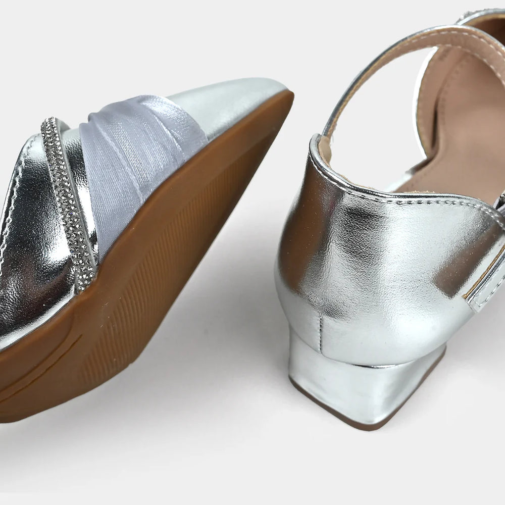 Girls Pumps Heels 104-8-SILVER