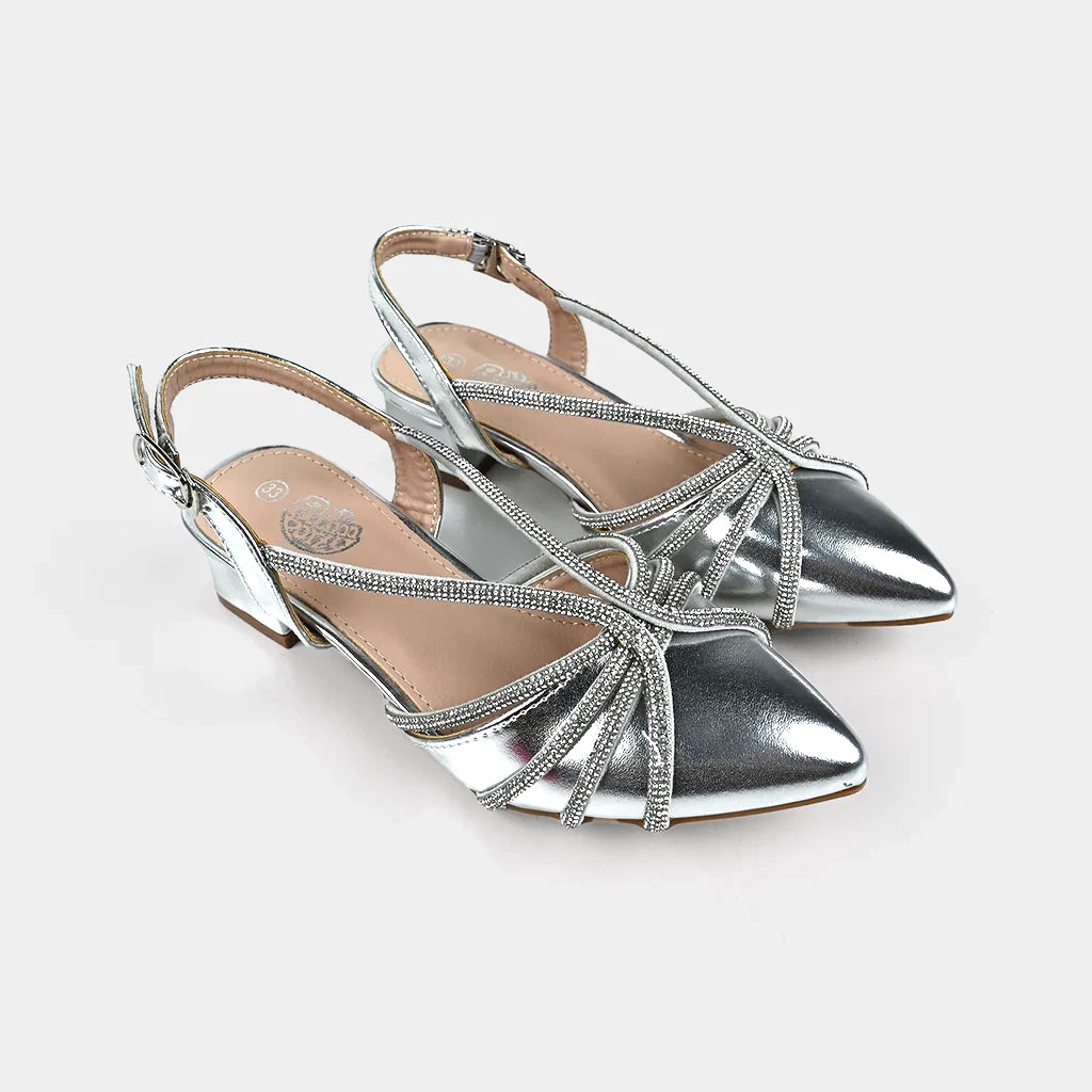 Girls Pumps Heels 104-10-SILVER