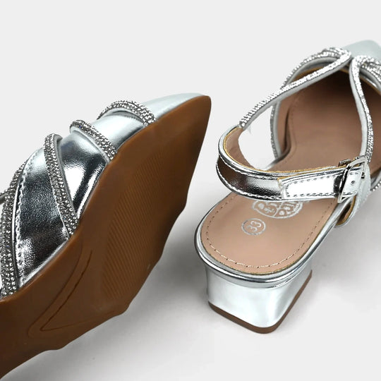 Girls Pumps Heels 104-10-SILVER