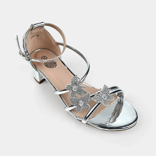 Girls Sandal Heels 104-12-SILVER