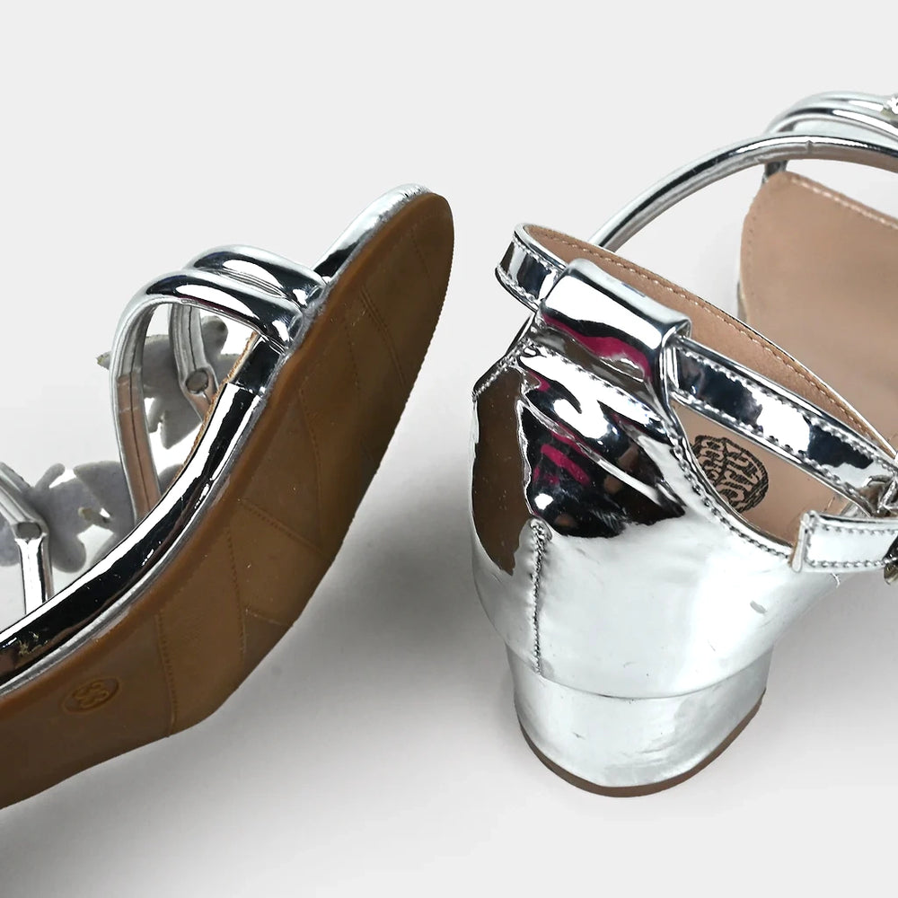 Girls Sandal Heels 104-12-SILVER