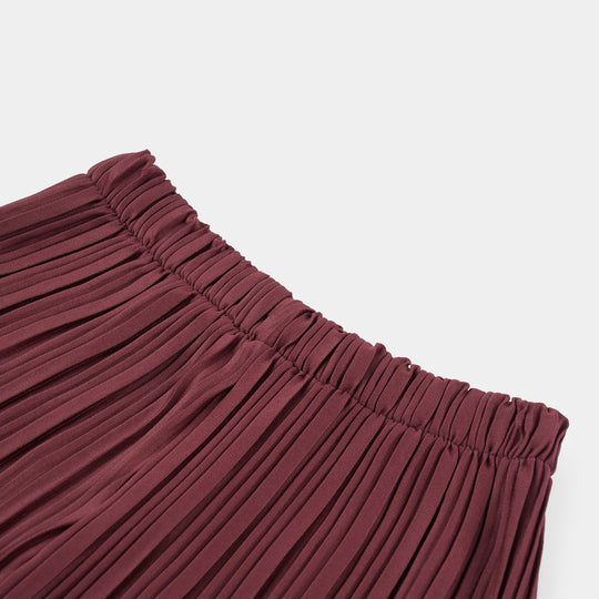 Girls Culotte Maroon Crinkle-MAROON