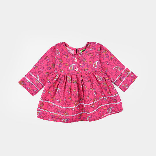 Girls Poly Lawn Printed 2 Pcs Paisley-Pink