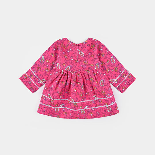 Girls Poly Lawn Printed 2 Pcs Paisley-Pink