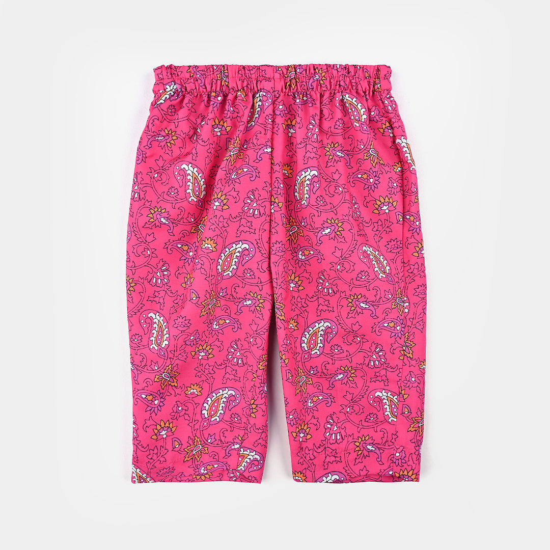 Girls Poly Lawn Printed 2 Pcs Paisley-Pink