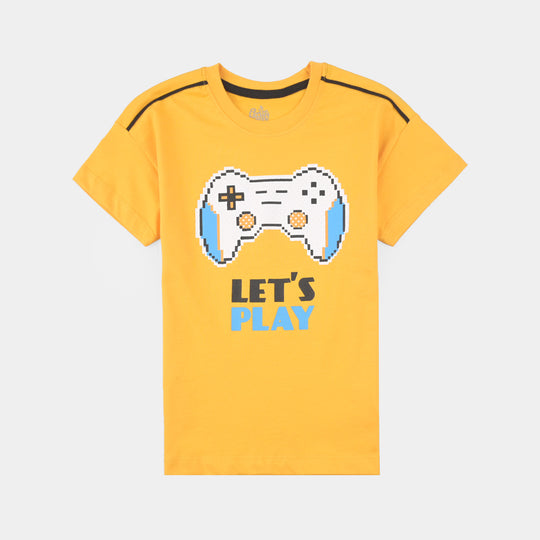 Boys Cotton Jersey T-Shirt H/S Lets Play-Citrus