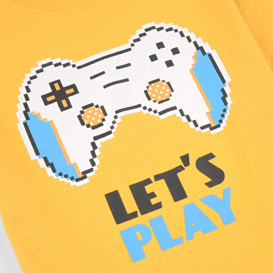 Boys Cotton Jersey T-Shirt H/S Lets Play-Citrus