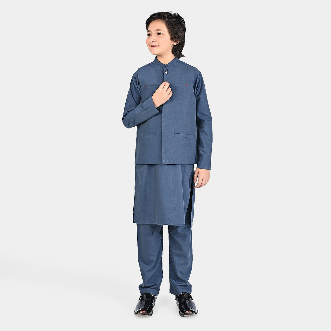 Boys Poly Viscose 3 Piece Suit (Royal)