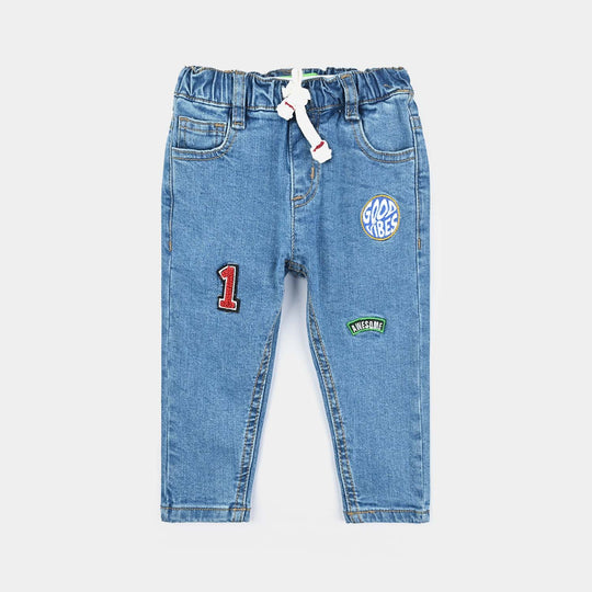 Infant Boys Denim Stretch Pant Number 1 Vibes-LT.Blue