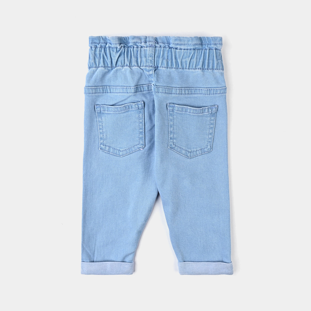 Infant Girls Denim Stretch Pant Hearts-Ice Blue