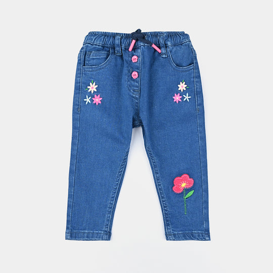 Infant Girls Denim Stretch Pant Garden-Ice Blue