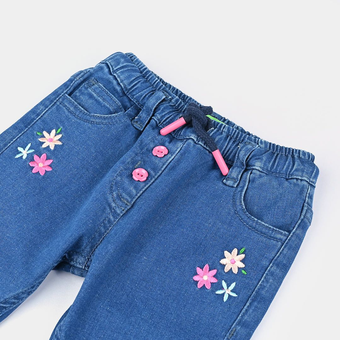 Infant Girls Denim Stretch Pant Garden-Ice Blue