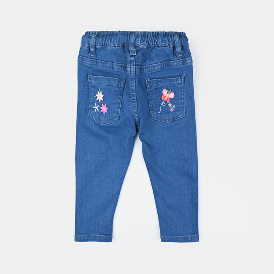 Infant Girls Denim Stretch Pant Garden-Ice Blue