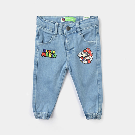 Infant Boys Denim Stretch Pant-Light Blue