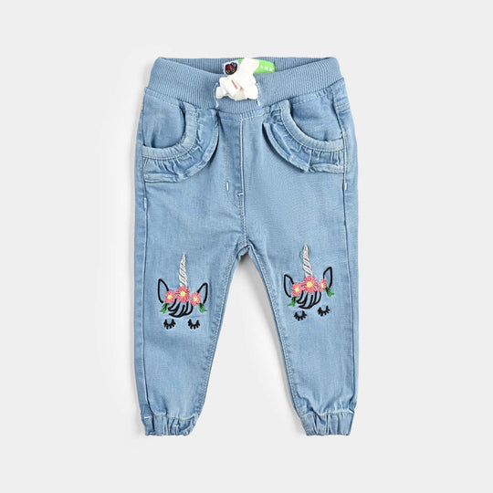 Infant Girls Denim Stretch Pant-Ice Blue