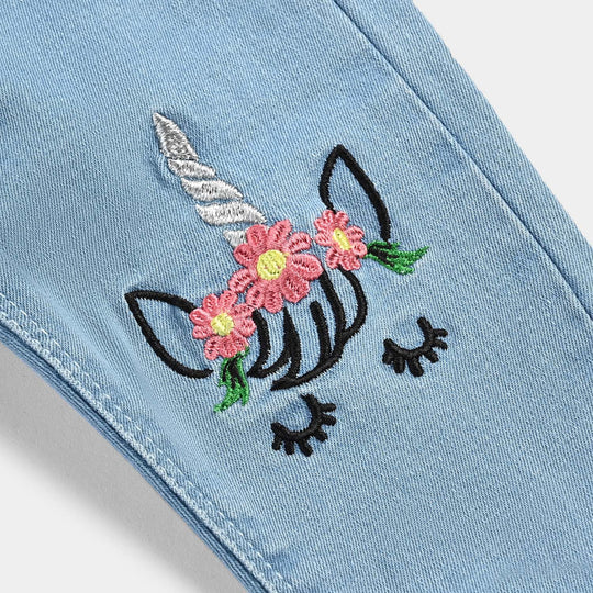 Infant Girls Denim Stretch Pant-Ice Blue