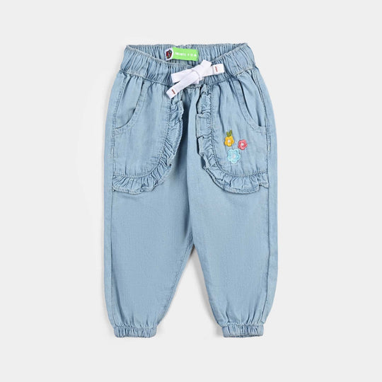 Infant Girls Denim Stretch Pant Styling-Mid Blue