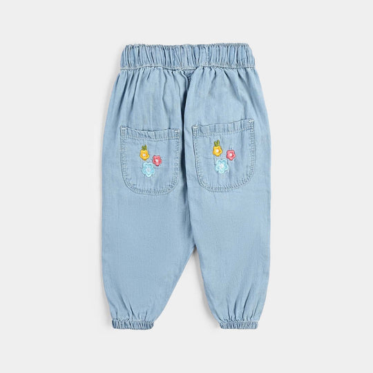 Infant Girls Denim Stretch Pant Styling-Mid Blue