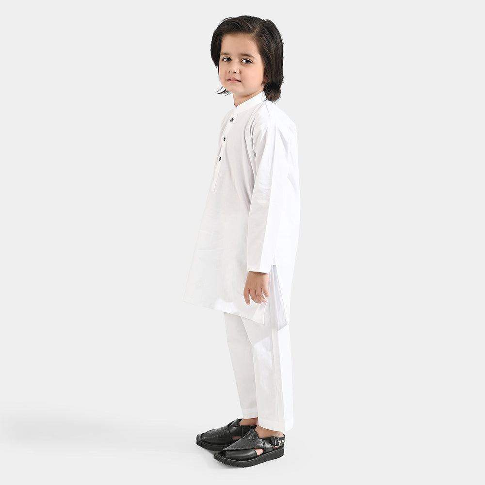 Boys Cotton Poplin Shalwar Suit-White