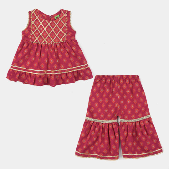 Girls Jacquard 2 Pcs Mashal-Magenta