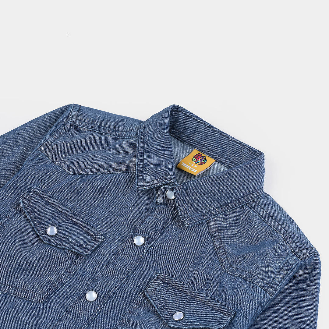 Boys Denim rigid Shirt F/S Standard-Mid Blue