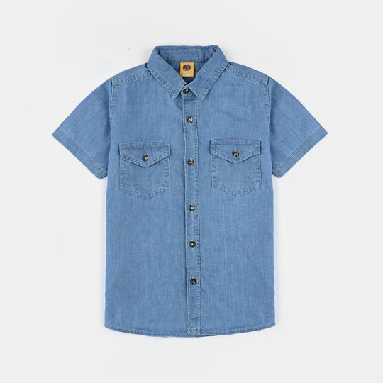 Boys Denim rigid Shirt H/S Standard-Light Blue