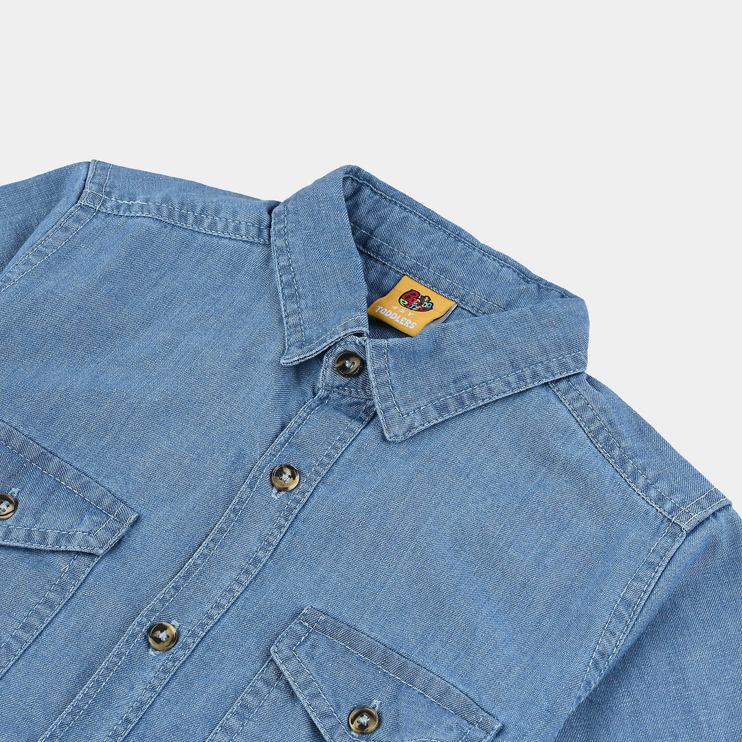 Boys Denim rigid Shirt H/S Standard-Light Blue