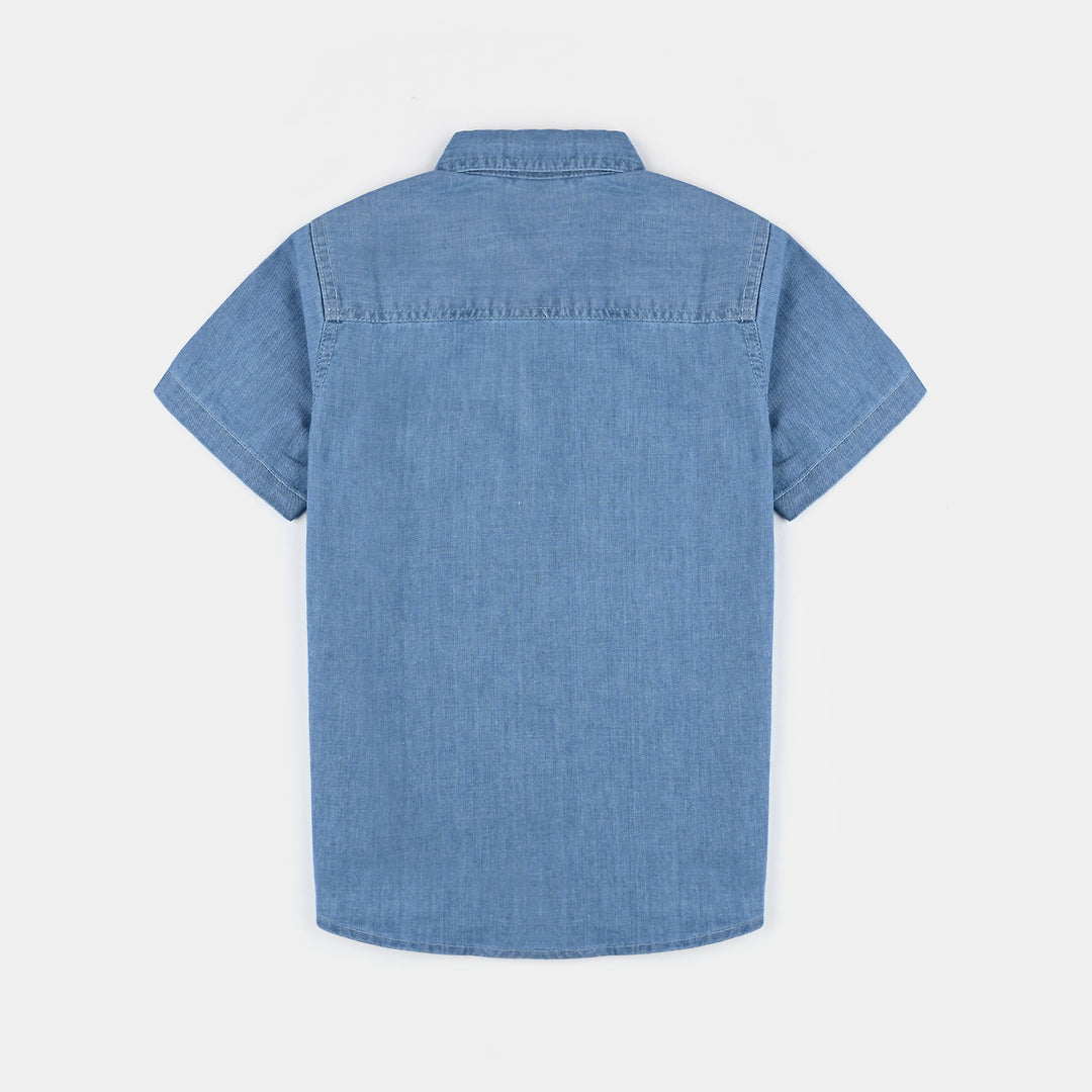 Boys Denim rigid Shirt H/S Standard-Light Blue