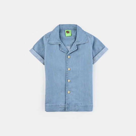 Infant Boys Denim rigid Shirt H/S Basic Way-Ice Blue