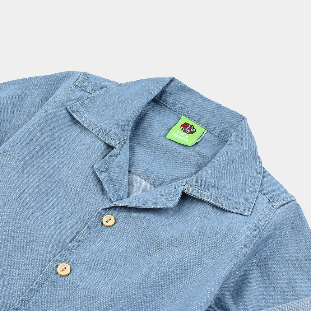 Infant Boys Denim rigid Shirt H/S Basic Way-Ice Blue