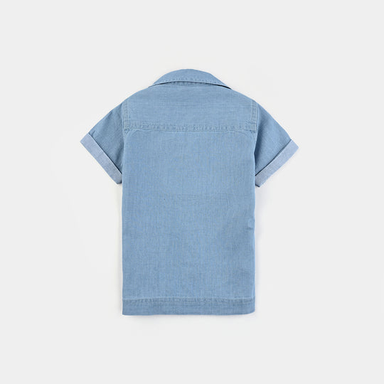 Infant Boys Denim rigid Shirt H/S Basic Way-Ice Blue