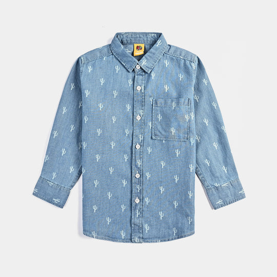 Boys Denim rigid Shirt F/S Cactus-LT.Blue