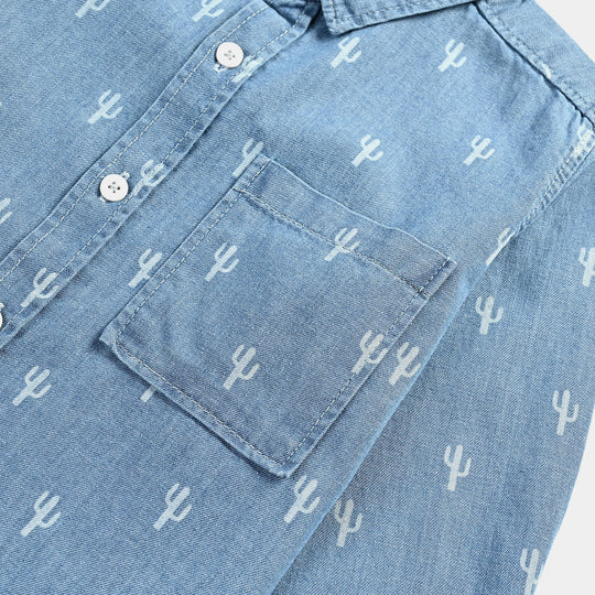 Boys Denim rigid Shirt F/S Cactus-LT.Blue