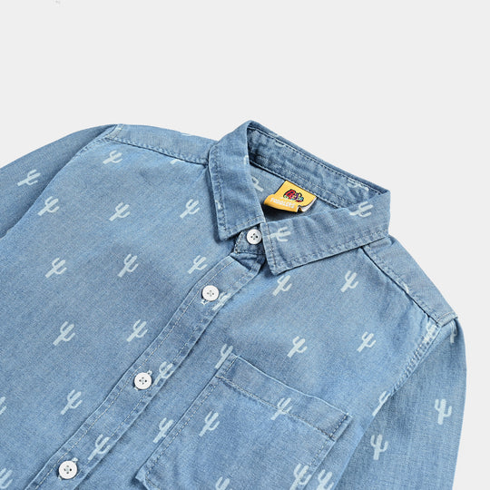 Boys Denim rigid Shirt F/S Cactus-LT.Blue